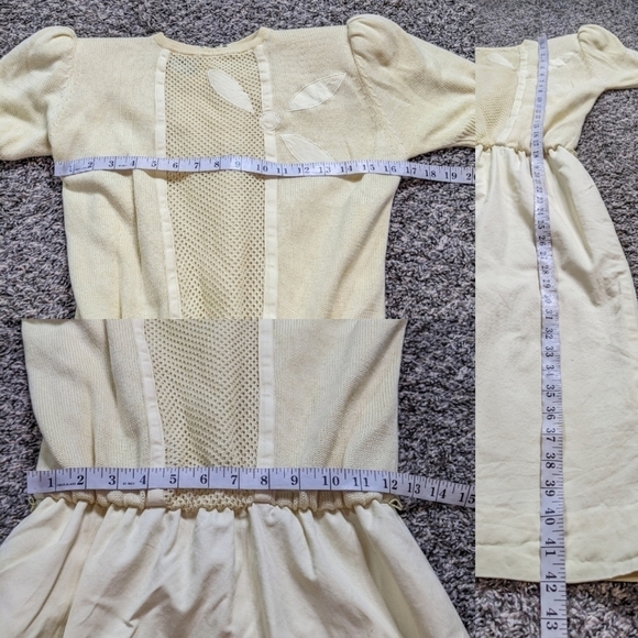 Vintage Ciao yellow knit top pencil skirt short sleeve cotton dress 8 - Picture 10 of 10